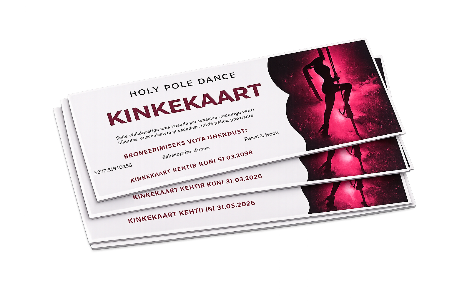 Kinkekaart Holy Pole Dance stuudios Tallinnas